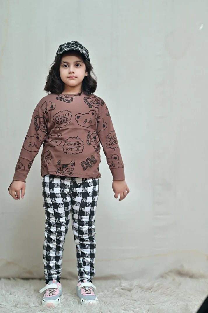 Baby or Baba HELLOW FRIENDS Pajama Print Full Sleeves Night Suit for Kids (1 Pcs)