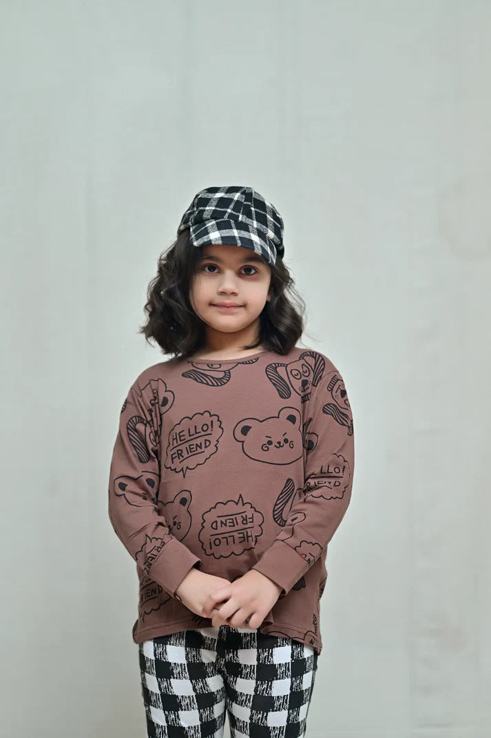Baby or Baba HELLOW FRIENDS Pajama Print Full Sleeves Night Suit for Kids (1 Pcs)