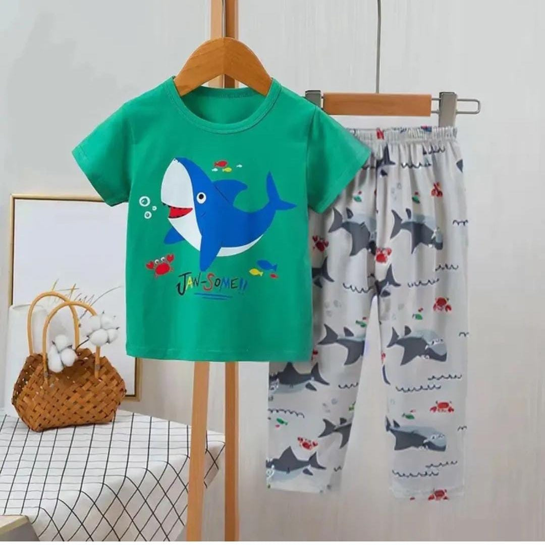 GREEN SHARK PRINTED KiDS WEAR