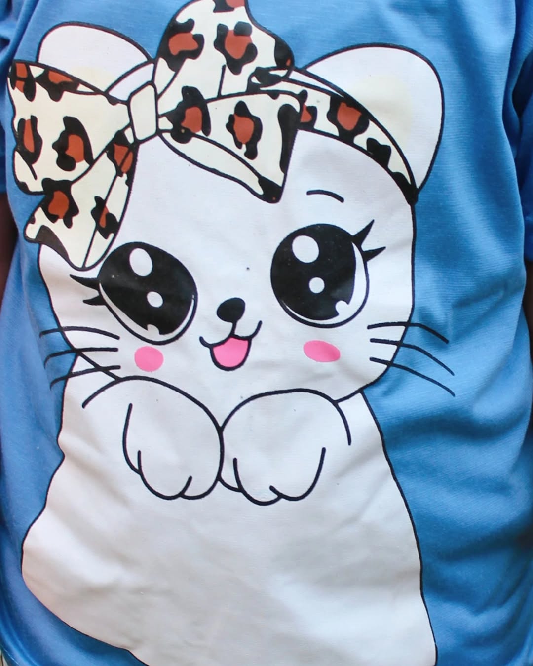 BLUE Cute Kitty with cheetha pajama Printed Kids Wear