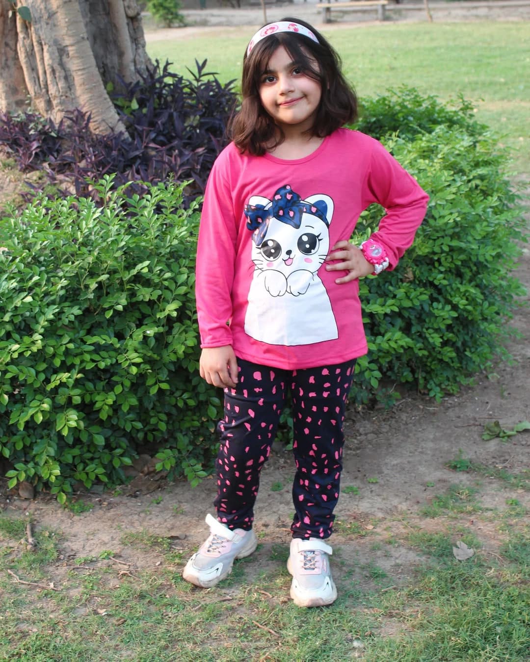 PIINK AND BLUE Cute Kitty with cheetha pajama Printed Kids Wear