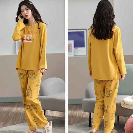 Yellow Best Friends Printed Women PJ Set