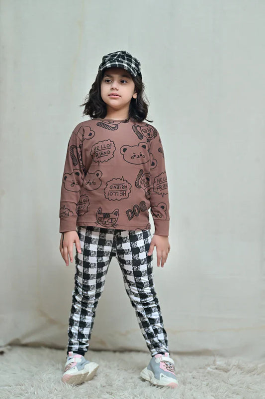 Baby or Baba HELLOW FRIENDS  Pajama Print Full Sleeves Night Suit for Kids (1 Pcs)