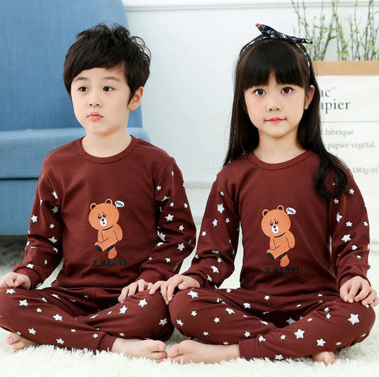 BROWN STAR PRINTED KIDS WEAR