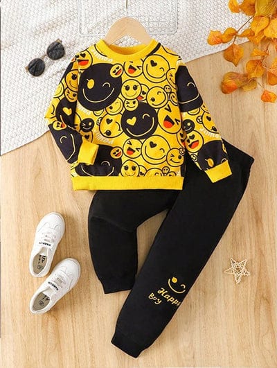 YELLOW  EMOJI KIDS WINTER PANEL TRACKSUIT