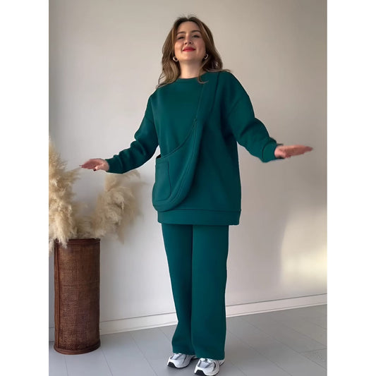 HOODIE/TROUSER/BAG GREEN WOMEN TRACKSUITS
