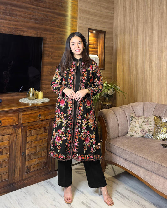 Front Full Heavy Embroidered Gown With Sleeveless Inner & Trouser